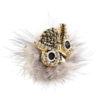 60029700 Незамкнутое кольцо Street Fashion с мехом норки и кристаллами Preciosa. - Бижутерия Selena